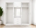 Premium White Mirrored Wardrobe – Spacious Six Door Storage for Modern Homes - Image 3