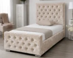 Luxury Soft Beige Florida Single Bed with Mattress -Crystal Button 3ft Bed - Image 2