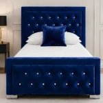 Royal Blue Hilton Single Bed – Stylish Upholstered Frame with Comfortable Mattress