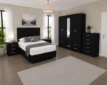 Premium King Size Bed Bedroom Set – Five Door Wardrobe with Four Bottom Drawers – Chest of Five Drawers & Two Bedside Tables - Image 6