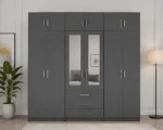 Luxury Bedroom Storage Solution 6 Door Wardrobe with 2 Mirrors & Drawers
