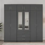 Luxury Bedroom Storage Solution 6 Door Wardrobe with 2 Mirrors & Drawers