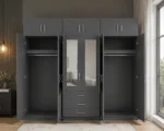 Luxury Bedroom Storage Solution 6 Door Wardrobe with 2 Mirrors & Drawers - Image 4