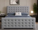 Modern Silver Grey Upholstered Bed-Elegant Button Tufted Upholstered Double Bed