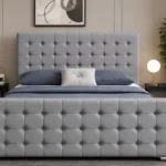Light Grey Florida Super King Bed 200×200cm – 6ft Elegant Tufted Design