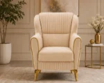ERVA Luxury Arm Chair – Fluted Accent Chair with Gold Metal Feet - Image 2