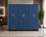 Navy Blue 6 Door Wardrobe – Spacious Contemporary Bedroom Furniture