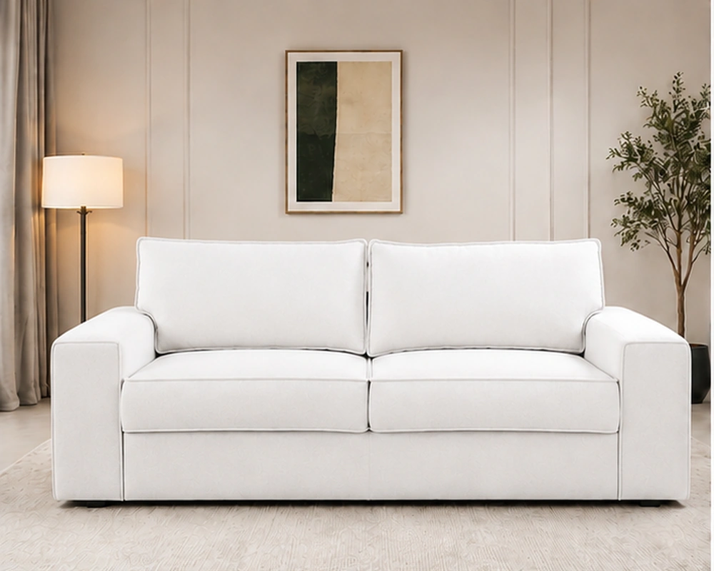 Elegant Modern Sofa with Plush Cushions and Refined Contemporary Design Modern White 2-Seater Sofa | Elegant Luxury Living Room Couch - Image 1