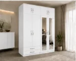 4 Door Bedroom Wardrobe with 4 Drawers and 2 Long Mirrors - Image 2