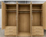 6 Door Wooden Wardrobe with 3 Drawers & Double Mirrors –  Modern Bedroom Storage Cabinet - Image 5