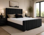 Obsidian Black Double Bed – Premium 4ft 6in Panelled Frame with Comfortable Mattress Included - Image 2