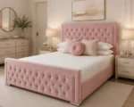 Elegant Dusty Pink Hilton Bed Frame – Premium Padded Double Bed 160×200 cm - Image 2