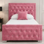 Rose Pink Hilton Single Size Bed-Stylish Upholstered Frame with Mattress-Luxury Upholstered Frame