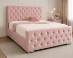 Soft Rose Florida Velvet Bed Frame-Luxury Blush Double Bed with Mattress – 160 × 200 cm (4ft 6) Upholstered Velvet Frame - Image 2
