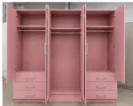 Modern 6 Door Pink Wardrobe with 6 Drawers & Double Mirrors  –  Stylish Bedroom Storage - Image 5