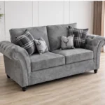 Luxury Grey 2 Seater Sofa – Classic Chesterfield Fabric Lounge Sofa