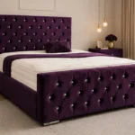 Royal Purple Florida King Size Bed – 180 × 200 cm 5ft Tufted Headboard with Mattress
