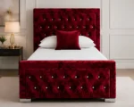 Burgundy Hilton Single Size Bed – Elegant Tufted Headboard with Mattress