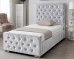 Luxury Silver Florida Single Bed with Mattress- Crystal Button 3ft Bed - Image 2