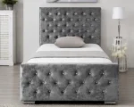 Silver Velvet Florida Single Bed Frame - 90 × 190 cm Upholstered Bed