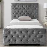 Silver Velvet Florida Single Bed Frame - 90 × 190 cm Upholstered Bed
