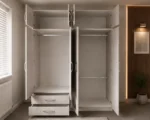 4 Door Wardrobe with Double Long Mirrors & 4 Storage Drawers - Image 2