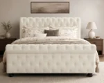 Contemporary Velvet King Size Sleigh Bed - 5ft Bed Frame - King Bed with Mattress - Image 2