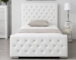 Elegant White Single Bed Frame -Florida 3ft Upholstered Bed-90 × 190 cm Bed-Bed with Mattress