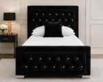 Elegant Black Hilton Single Size Bed – Premium Tufted Headboard with Mattress