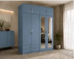 Modern 4 Door Wardrobe with 4 Drawers & 2 Long Mirrors - Image 3