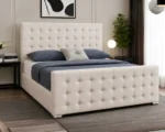 Elegant Ivory Florida King Size Bed with Mattress – 180 × 200 cm 5ft Upholstered Frame - Image 5