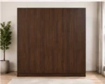 Rich Walnut 6 Door Wardrobe with Mirror – Modern Bedroom Organisation - Image 3