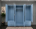 Premium 6 Door Mirrored Wardrobe with Spacious Storage Drawers | Modern Bedroom Wardrobe with Full-Length Mirror Doors - Image 2