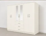 Modern 6 Door White Wardrobe with 3 Drawers & 2 Mirrors –  Stylish Bedroom Wardrobe - Image 5