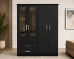 Spacious 4 Door Closet with 2 Mirrored Doors and 2 Practical Storage Drawers