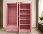 Elegant 4 Door Mirrored Closet with 4 Mirror Panels and 2 Drawers for Clothes and Accessories - Image 3