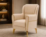 ERVA Luxury Arm Chair – Fluted Accent Chair with Gold Metal Feet