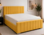Saffron Yellow Super King Ottoman Bed – Modern 200×200cm Upholstered Frame with Stylish Padded Headboard