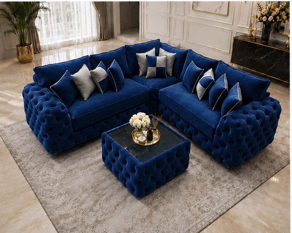 Grand Chaise Lounge Set for Comfortable and Stylish Family Interiors Modern Ashton Fabric Corner Sofa – Premium Luxury Sectional Living Room Couch - Image 1