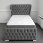 Slate Grey Oxford Single Bed with Mattress – Elegant 3ft Upholstered Frame