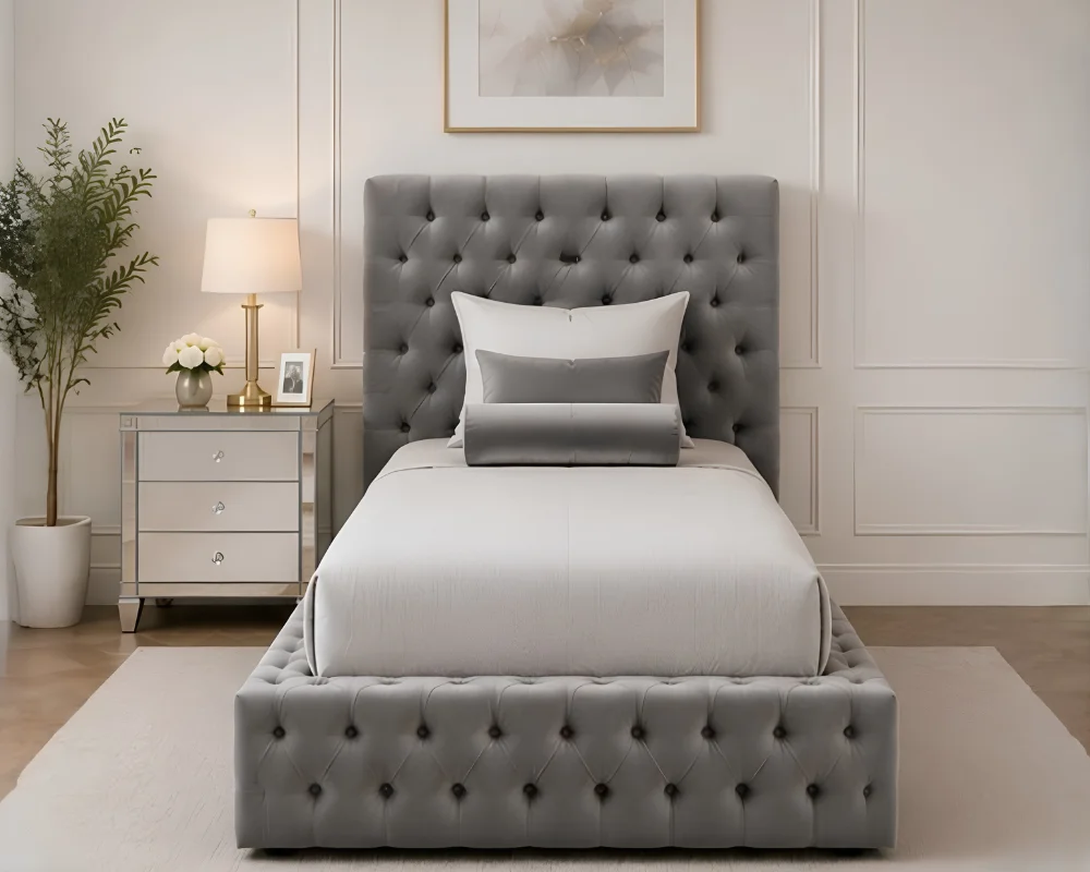 Grey Single Bed Grey Ambassador Single Bed – Modern Comfort & Style Luxury Grey Ambassador Single Bed - Image 1