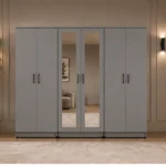 Modern Grey 6 Door Wardrobe with 2 Full-Length Mirrors Spacious Bedroom Storage - Custom Colours & Sizes Available