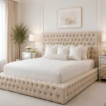 Luxury Cream Ambassador King Size Bed with Mattress – 5ft | 180 × 200 cm
