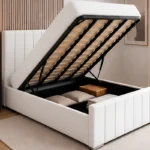 Arctic White King Ottoman Frame – Modern 180×200cm Bed with Padded Headboard
