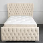 Soft Beige 3ft Oxford Bed – Premium Padded Headboard with Mattress