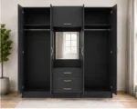 Graphite Grey 6 Door Wardrobe with Centre Mirror – Refined Bedroom Storage - Image 3
