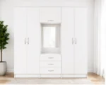 Premium White Mirrored Wardrobe – Spacious Six Door Storage for Modern Homes
