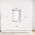Premium White Mirrored Wardrobe – Spacious Six Door Storage for Modern Homes