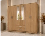 Modern Elegant 6 Door Wardrobe with Mirrors, Drawers and Spacious Storage - Image 3