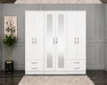 Premium Bedroom Wardrobe with 6 Doors and Storage Drawers | Contemporary Mirrored Wardrobe for Stylish and Organised Bedrooms